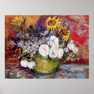 Fortfarande med Ro och solblommor - Van Gogh Poster