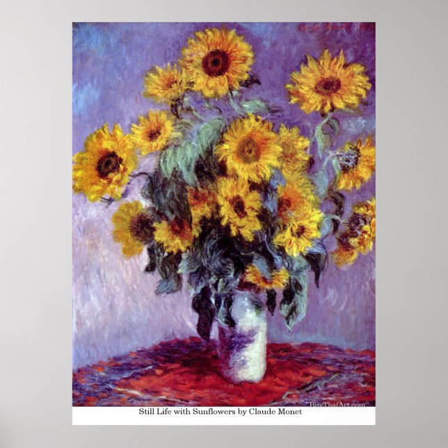 Fortfarande med solblommor av Claude Monet Poster (Framsidan)