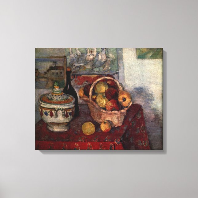Fortfarande med Soppa Tureen av Paul Cezanne Canvastryck (Framsida)