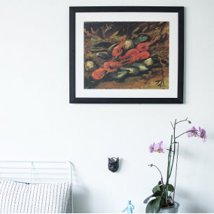 Fortfarande musslor och räkor av Vincent van Gogh Poster
