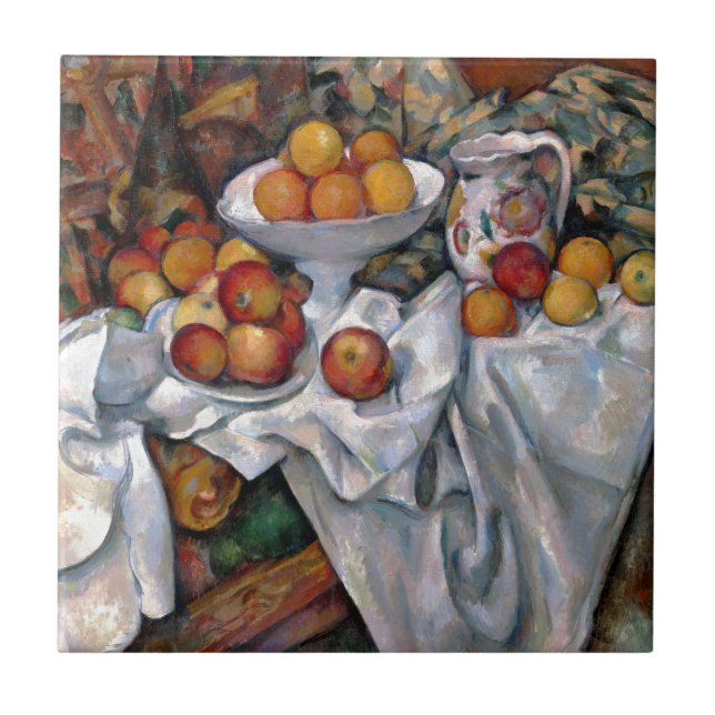 Fortfarande Orangar - Paul Cezanne Painting Art Kakelplatta (Framsidan)