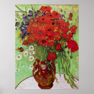 Fortfarande Red Poppies och Daisys av van Gogh Poster
