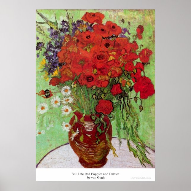 Fortfarande Red Poppies och Daisys av van Gogh Poster (Framsidan)