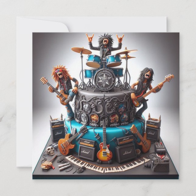 FORTFARANDE ROCKING, Äldre Vuxen Födelsedagsfirand Inbjudningar (Framsida)