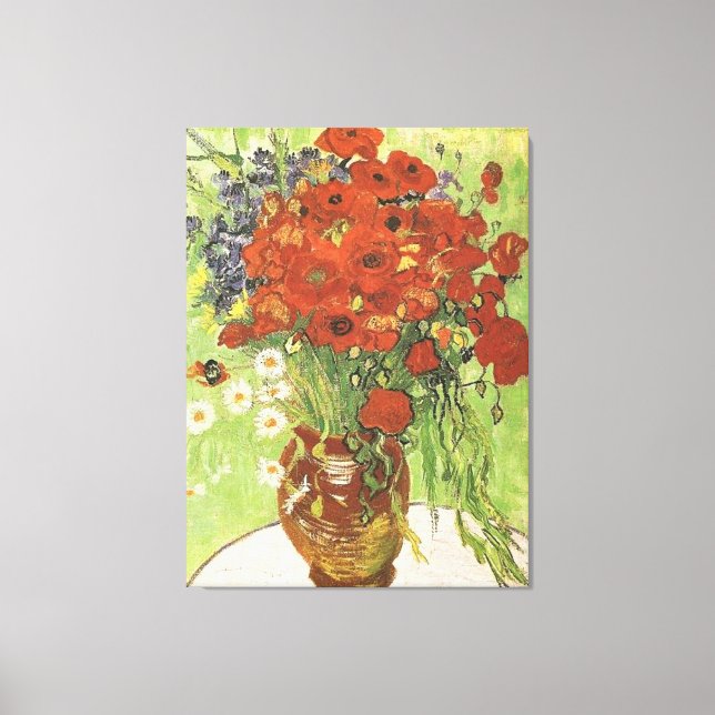 Fortfarande Röda poppies och Daisy1890 Canvastryck (Framsida)