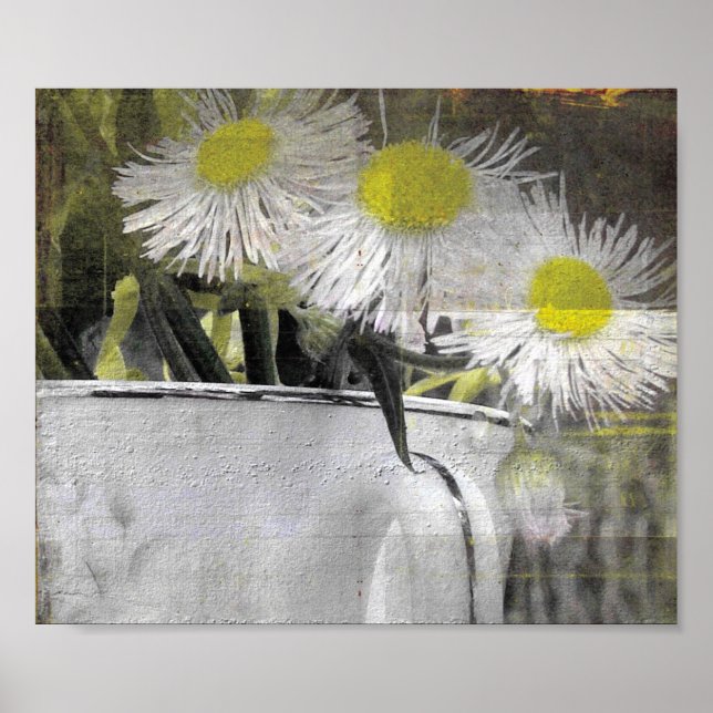 Fortfarande Söt Rosa Flowers i Tekopp Poster (Framsidan)