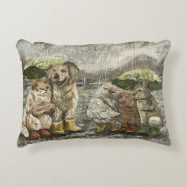 Fortfarande Tillsammans Whimsical Farmhouse Djur R Prydnadskudde