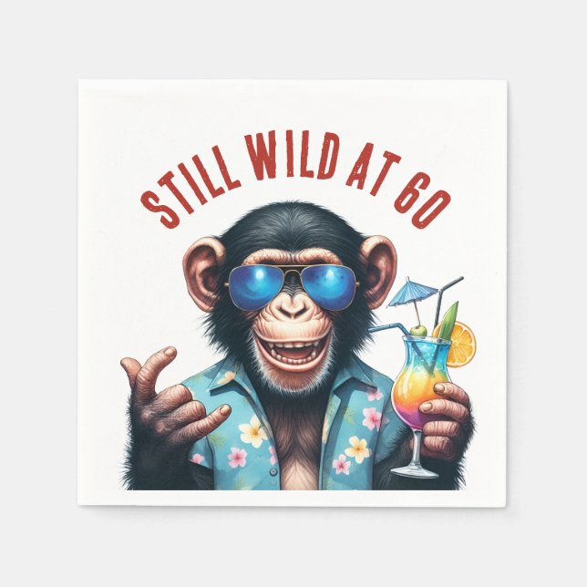 Fortfarande vild vid 60 Summer Monkey 60-årsdag Pappersservett (Framsidan)