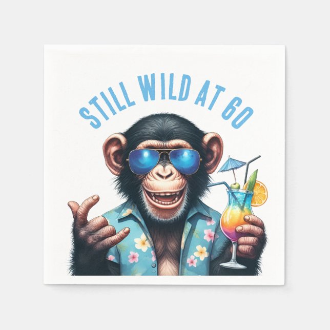 Fortfarande vild vid 60 Summer Monkey 60-årsdag Pappersservett (Framsidan)