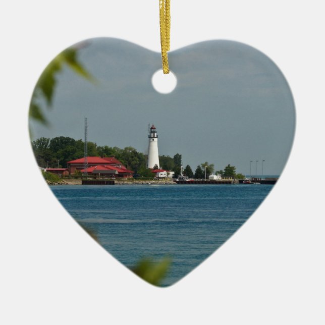 FortGratiot fyr Julgransprydnad Keramik (Framsidan)