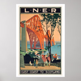 Forth Bridge östra kusten till Skottland Vintage R Poster
