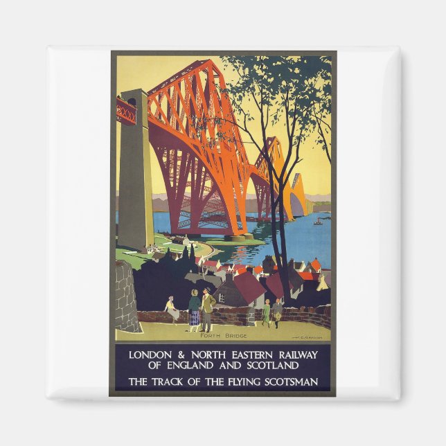 Forth Bridge - Vintage resor Poster konst Magnet (Framsidan)