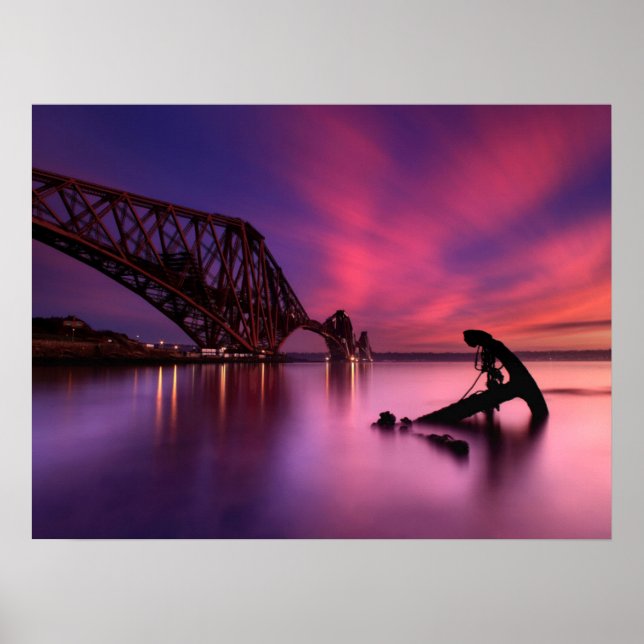 Forth Rail Bridge vid solnedgång | Skottland Poster (Framsidan)