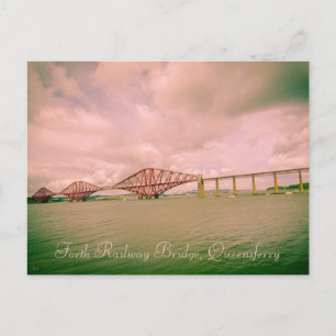 Forth Railway bridge nära Edinburgh, vycard Vykort