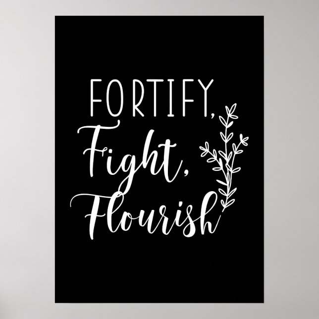 Fortify, Fight, Flourish - Hustle, Gym, Success Poster (Framsidan)