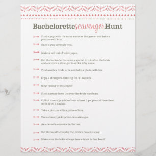 Förtillverkad Rosa Bachelorette Scavenger Hunt Gam