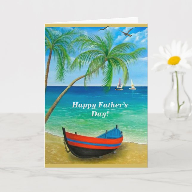 Förtjäna Best Beach Handflatan Träd Fars dag Kort (Liten växt)