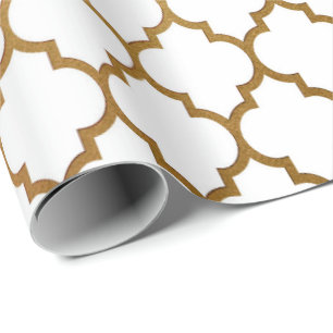 Förtjänar den guld- Quatrefoil för vit art déc Presentpapper