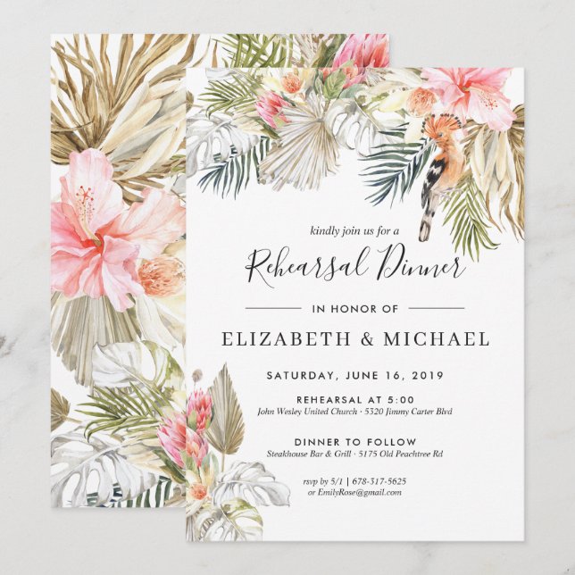 Förtjusad afrikansk Safari Rehearsal Middag Inbjudningar (Fram/baksida)