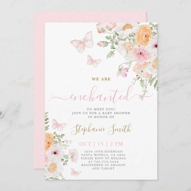 Förtjusad att träffa din inbjudan till babyskor (Fram/baksida)