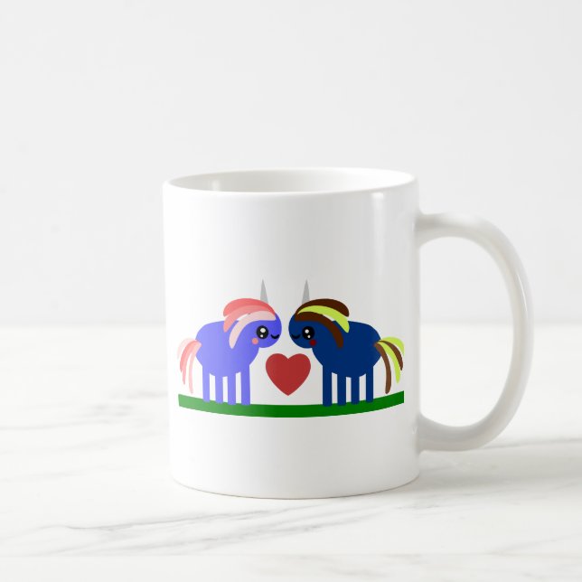 Förtjusade Unicornbollar i Kärlek Kaffemugg (Höger)