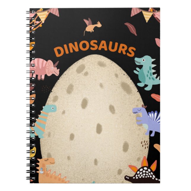Förtjusande akvarelldinosaurier med stort dinoägg  anteckningsbok (Framsidan)