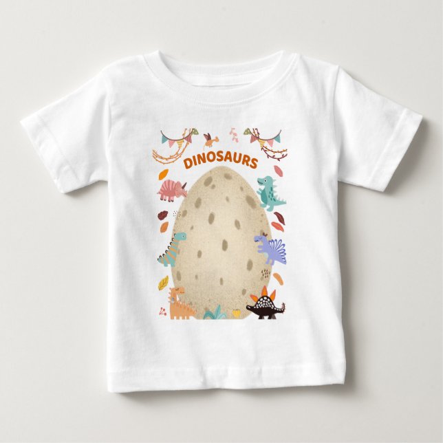Förtjusande akvarelldinosaurier med stort dinosari t shirt (Framsida)