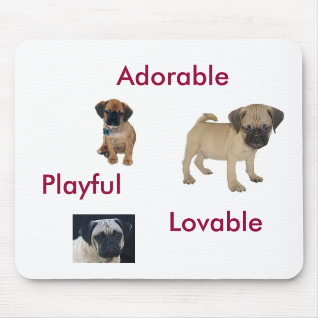 Förtjusande, älskvärda skämtsamma Puggle Mousepad Musmatta (Framsidan)