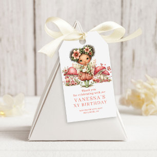 Förtjusande Älva 1-års Födelsedags Rosa Blommig Pr Presentetikett