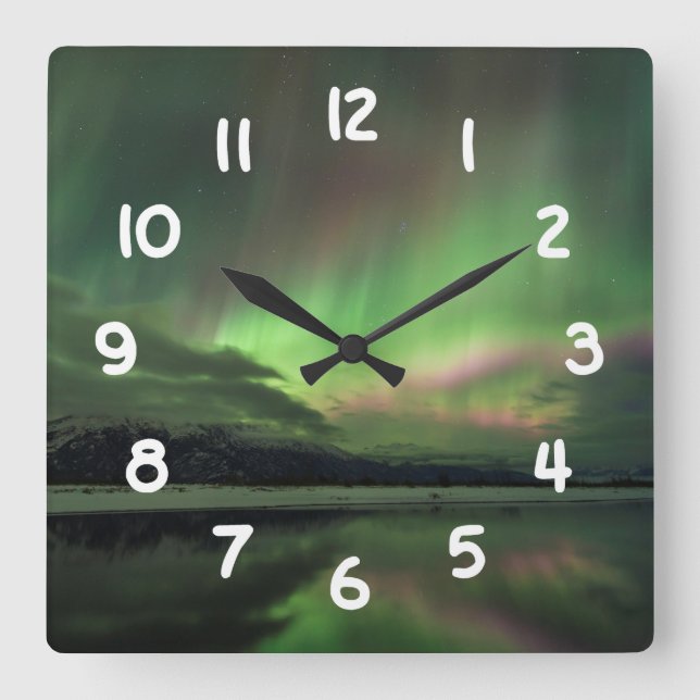 Förtjusande Aurora Fyrkantig Klocka (Framsida)
