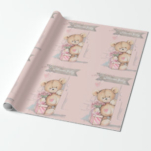 Förtjusande baby för vattenfärgnallevälkomnand presentpapper