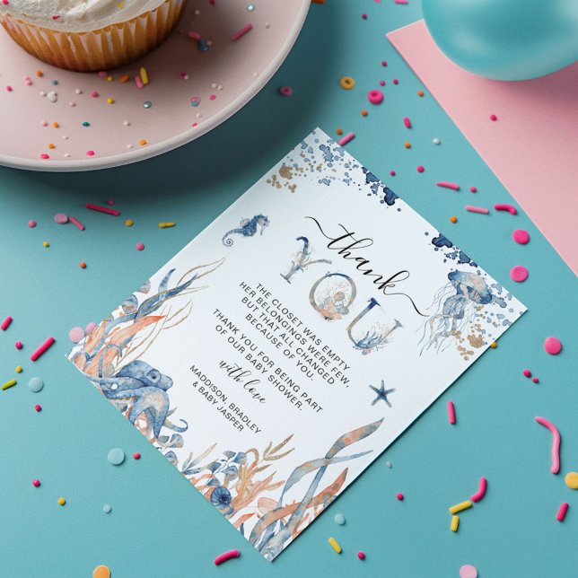 Förtjusande babyskor under havet tack kort (Skapare uppladdad)