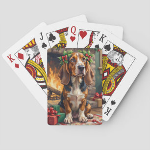 Förtjusande Basset Hound Hund med Julkrans Casinokort