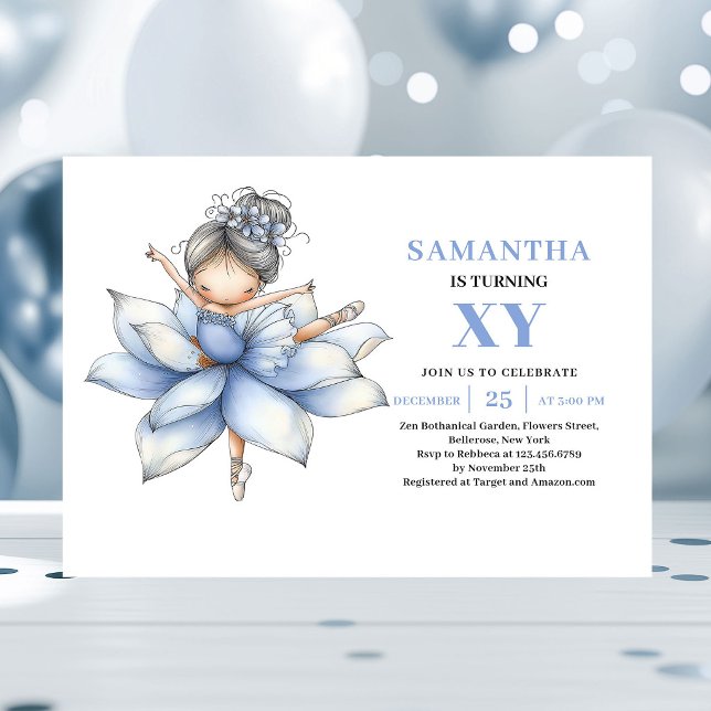 Förtjusande blå älv flicka 2-års födelsedags magi  inbjudningar (Delightful Blue Fairy Girl 2nd Birthday Magic invitation)