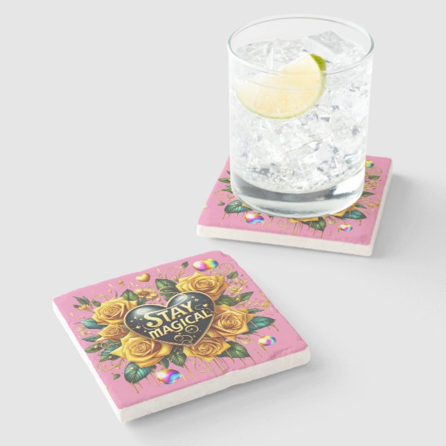 Förtjusande Bouquet av Ro och hjärta Stenunderlägg (Sidan)