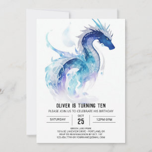 Förtjusande Brand Breathing Dragon Birthday Inbjudningar