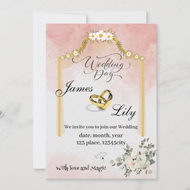 Förtjusande bröllopsinbjudan till en magisk union inbjudningar (Framsida)