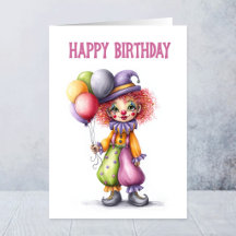 Förtjusande clown som håller ballonger födelsedag