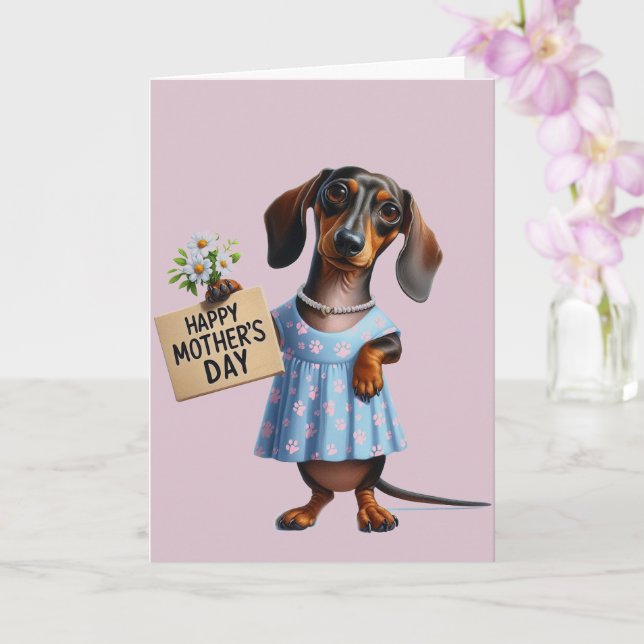 Förtjusande Dachshund Mors Dag  Kort (Orkide)