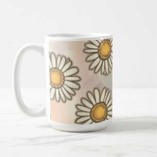 Förtjusande Daisy Mönster på Pastellbakgrund Kaffemugg