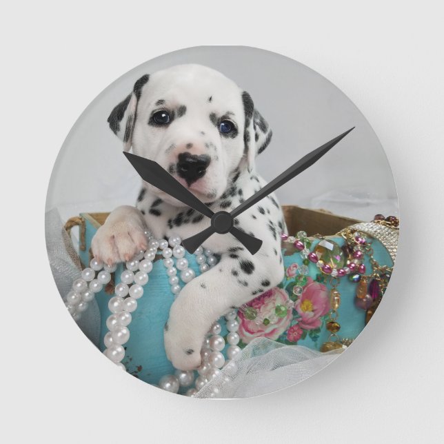 Förtjusande Dalmatian valp Rund Klocka (Framsida)