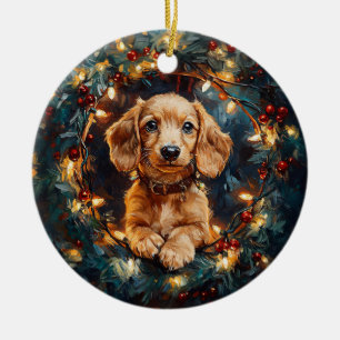 Förtjusande Doxie-hund julgransljus Julgransprydnad Keramik