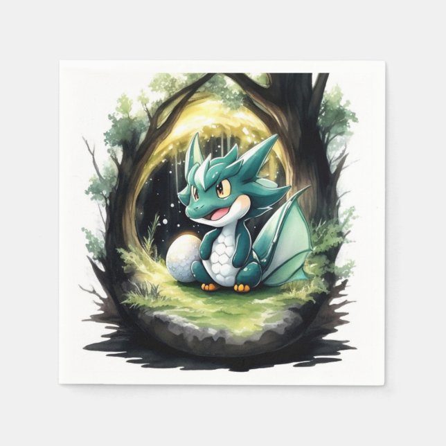 Förtjusande Dragon Baby Shower Pappersservett (Framsidan)