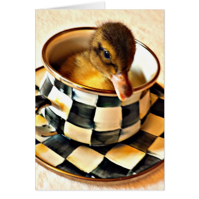 Förtjusande Duckling i Teakopp Hälsningskort (Framsidan)