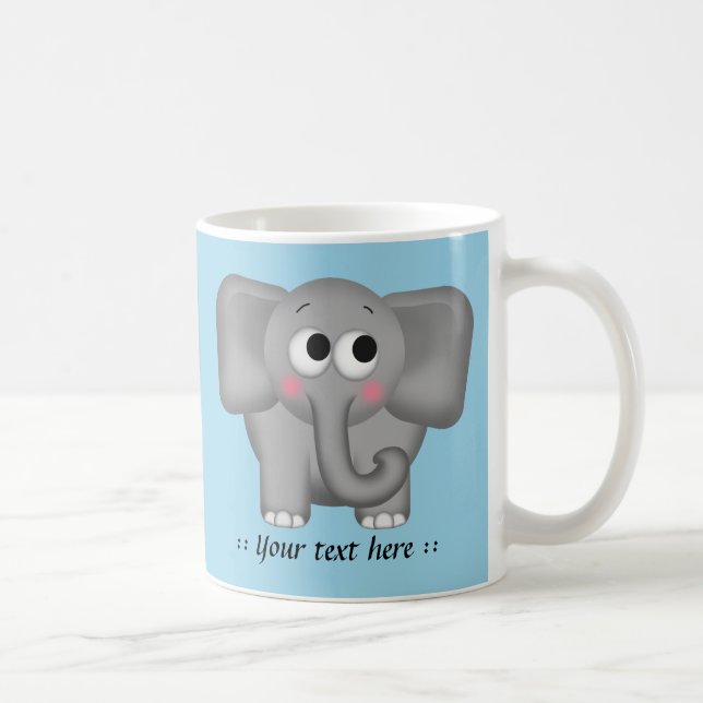 Förtjusande elefant - blåttpersonlig mugg (Höger)