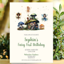 Förtjusande Fairy First Birthday Mushroom Inbjudningar