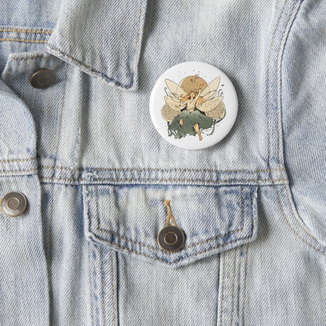 Förtjusande Fairy - Whimsical Fantasy Art Knapp (In Situ)