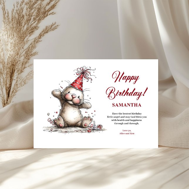 Förtjusande fantasifulla djur födelsedags konst hä (Delightful whimsical animals birthday art greeting card

)