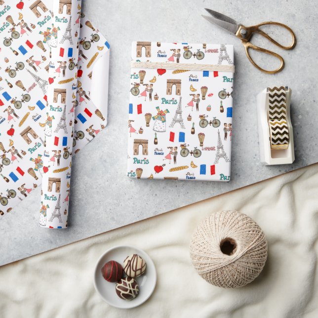 Förtjusande fantasifulla Paris-motiv med Eiffeltor Presentpapper (Hantverk)