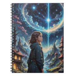 Förtjusande Fantasy Night Himmel Scene Anteckningsbok